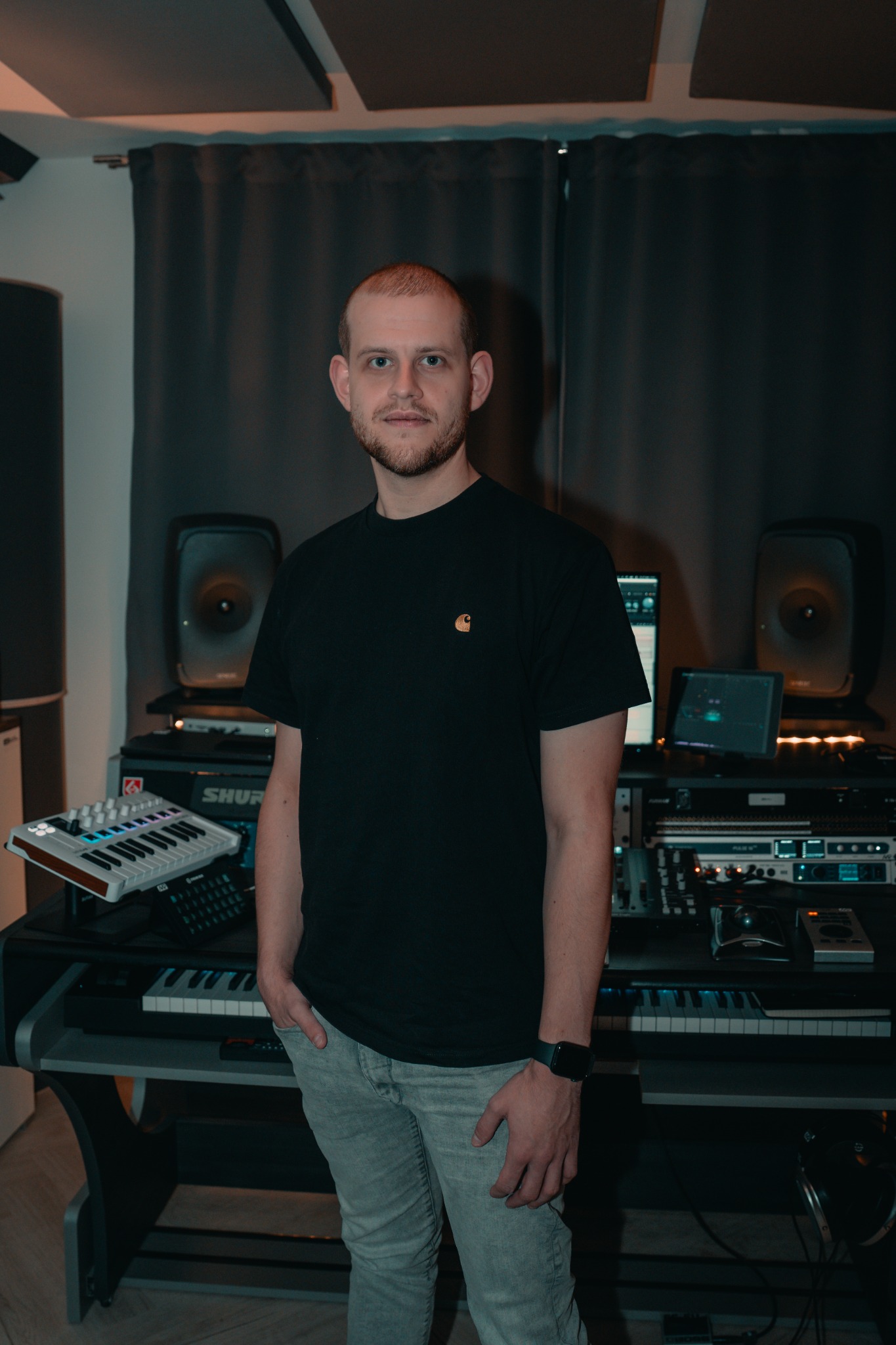 Stefan Meyer at his mixing desk in the AAP Studio